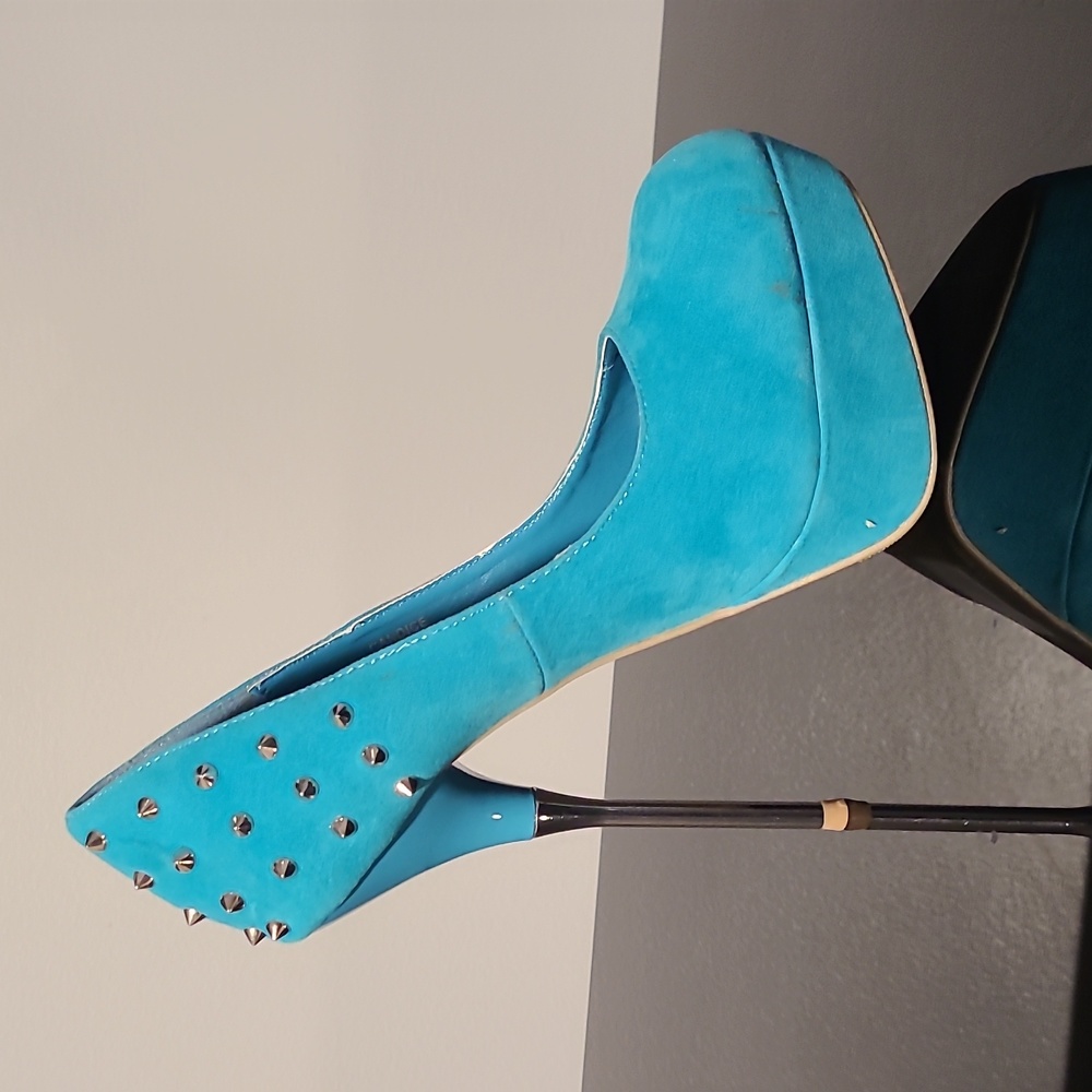 Teal suede heels